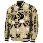custom colorado buffaloes pyramid shapes gold varsity jacket best selling.webp