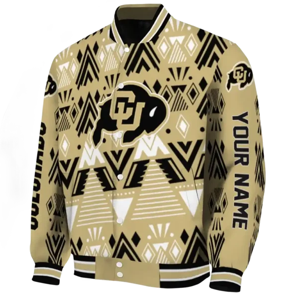 custom colorado buffaloes pyramid shapes gold varsity jacket best selling.webp