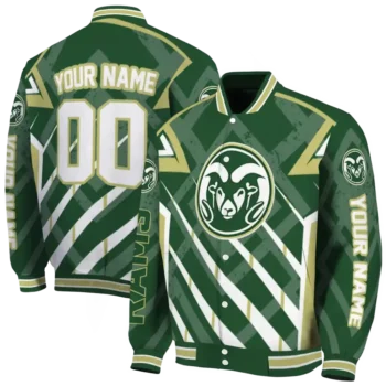 custom colorado state rams chevron angles green varsity jacket fashion forward.webp