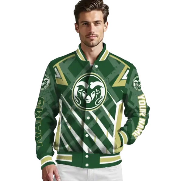 custom colorado state rams chevron angles green varsity jacket high quality.webp