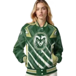 custom colorado state rams chevron angles green varsity jacket best selling.webp