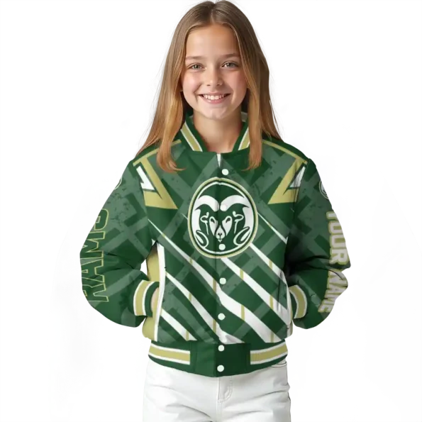 custom colorado state rams chevron angles green varsity jacket top rated.webp