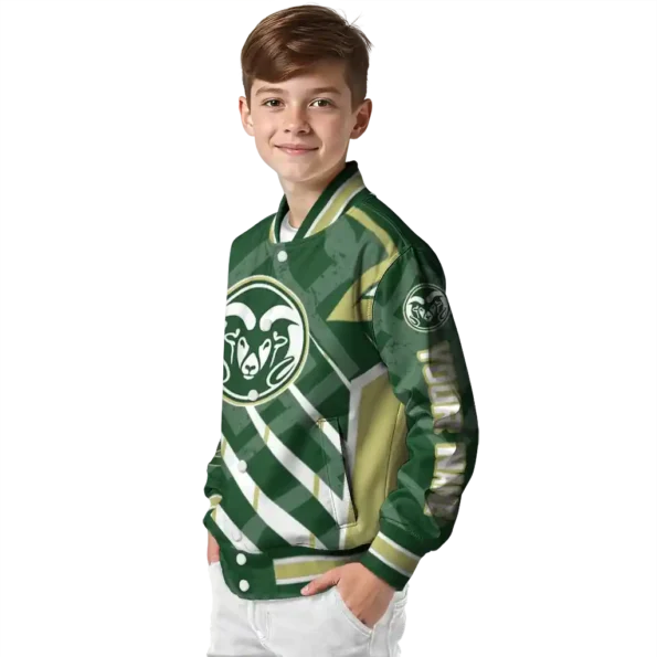 custom colorado state rams chevron angles green varsity jacket trendy.webp