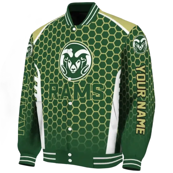 custom colorado state rams hexagon grid green varsity jacket best selling.webp