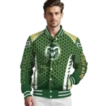 custom colorado state rams hexagon grid green varsity jacket best selling.webp
