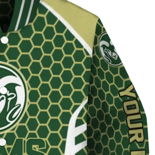 custom colorado state rams hexagon grid green varsity jacket premium grade.webp