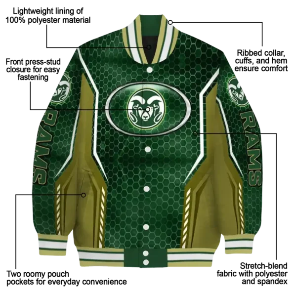 custom colorado state rams power plate green varsity jacket new arrival.webp