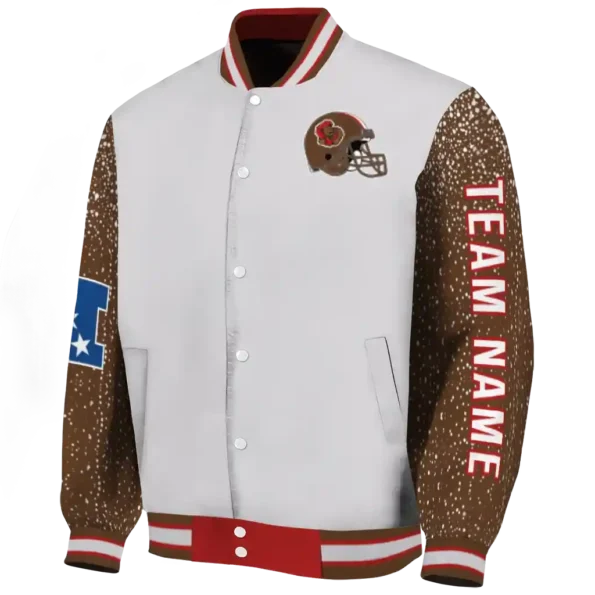 custom cornell big red speckled arms red gray varsity jacket best selling.webp