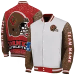 custom cornell big red speckled arms red gray varsity jacket best selling.webp