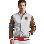custom cornell big red speckled arms red gray varsity jacket best selling.webp