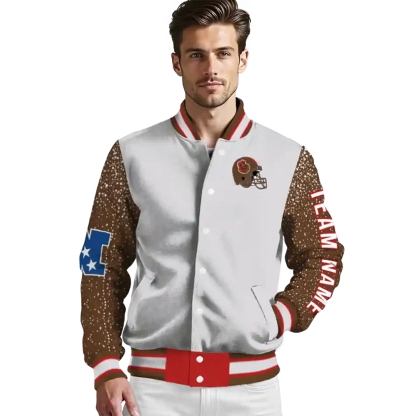 custom cornell big red speckled arms red gray varsity jacket high quality.webp