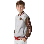 custom cornell big red speckled arms red gray varsity jacket best selling.webp