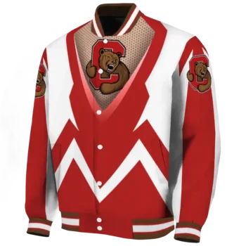 custom cornell big red v stripes red white varsity jacket best selling.webp