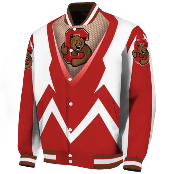 custom cornell big red v stripes red white varsity jacket best selling.webp