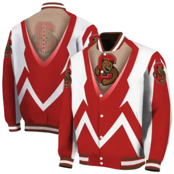 custom cornell big red v stripes red white varsity jacket fashion forward.webp