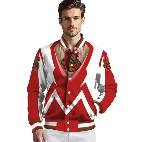 custom cornell big red v stripes red white varsity jacket high quality.webp
