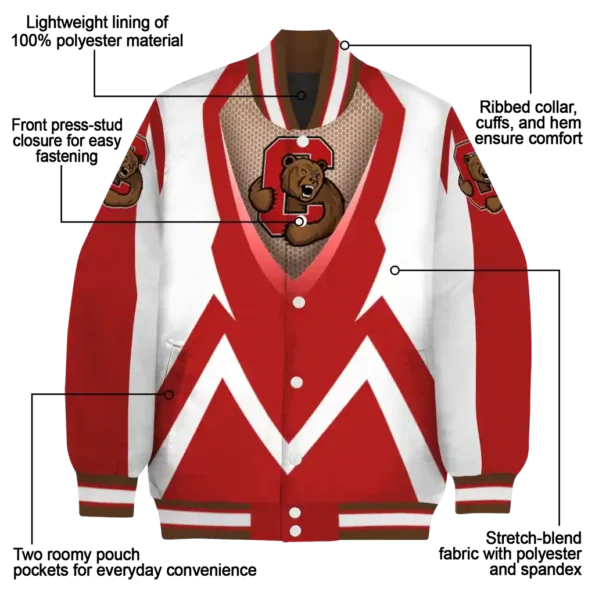 custom cornell big red v stripes red white varsity jacket new arrival.webp