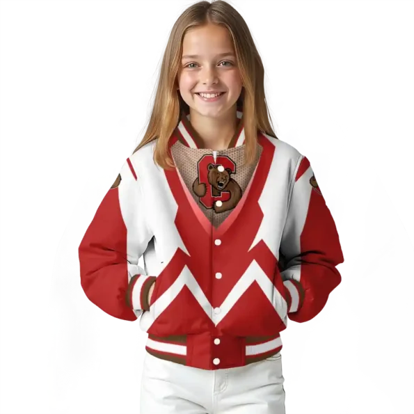 custom cornell big red v stripes red white varsity jacket top rated.webp