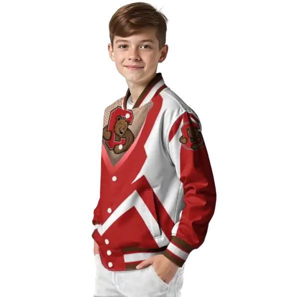 custom cornell big red v stripes red white varsity jacket trendy.webp
