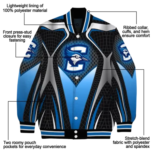custom creighton bluejays mesh chest white black varsity jacket new arrival.webp