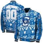 custom creighton bluejays pyramid shapes blue varsity jacket best selling.webp