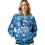 custom creighton bluejays pyramid shapes blue varsity jacket best selling.webp