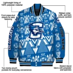 custom creighton bluejays pyramid shapes blue varsity jacket best selling.webp