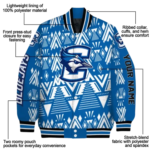 custom creighton bluejays pyramid shapes blue varsity jacket new arrival.webp