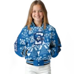 custom creighton bluejays pyramid shapes blue varsity jacket best selling.webp