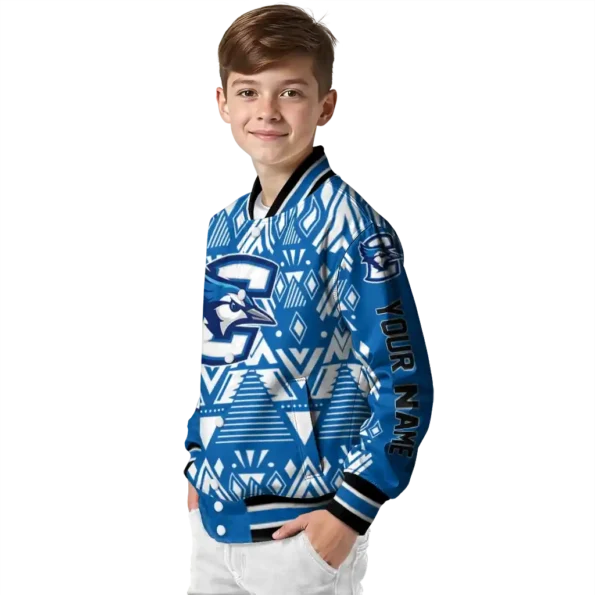 custom creighton bluejays pyramid shapes blue varsity jacket trendy.webp