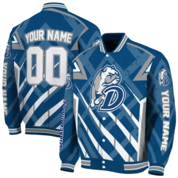 custom drake bulldogs chevron angles blue varsity jacket fashion forward.webp