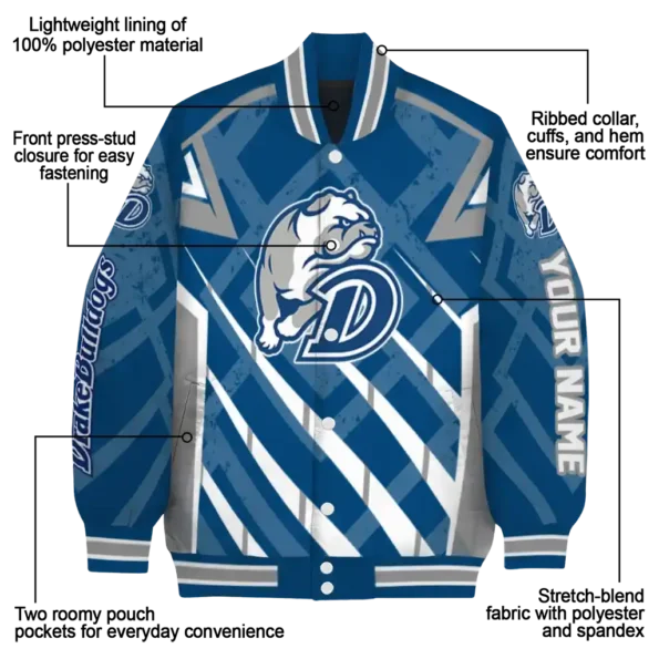 custom drake bulldogs chevron angles blue varsity jacket new arrival.webp