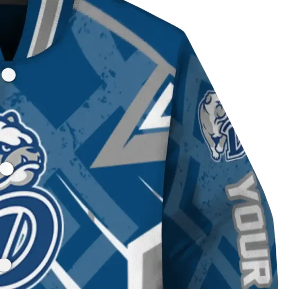 custom drake bulldogs chevron angles blue varsity jacket premium grade.webp