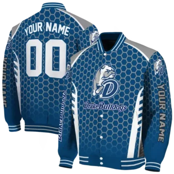 custom drake bulldogs hexagon grid blue varsity jacket fashion forward.webp