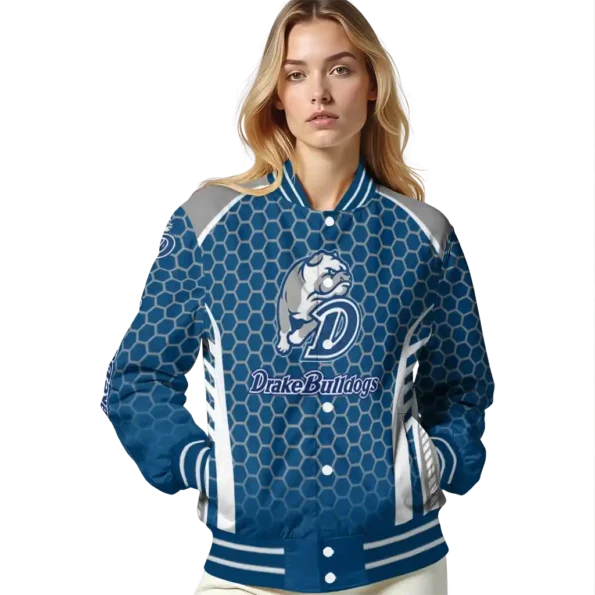 custom drake bulldogs hexagon grid blue varsity jacket latest model.webp