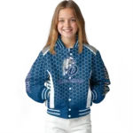 custom drake bulldogs hexagon grid blue varsity jacket best selling.webp