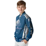 custom drake bulldogs hexagon grid blue varsity jacket best selling.webp