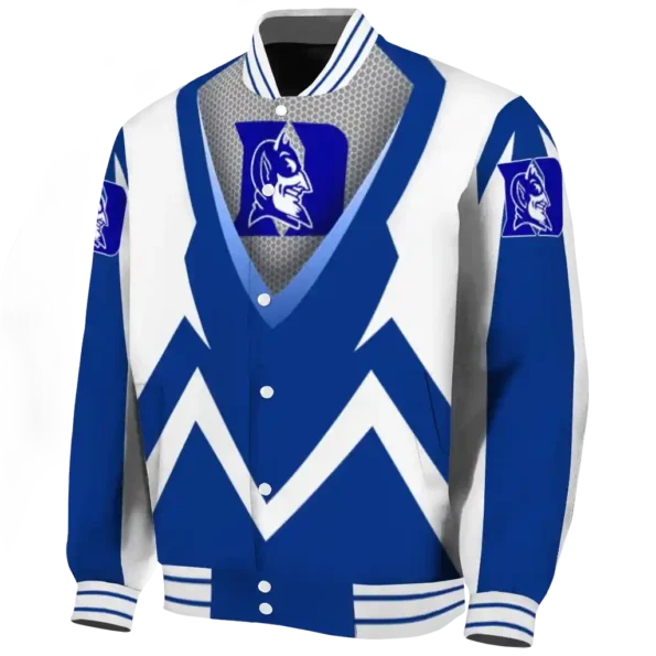 custom duke blue devils v stripes blue white varsity jacket best selling.webp