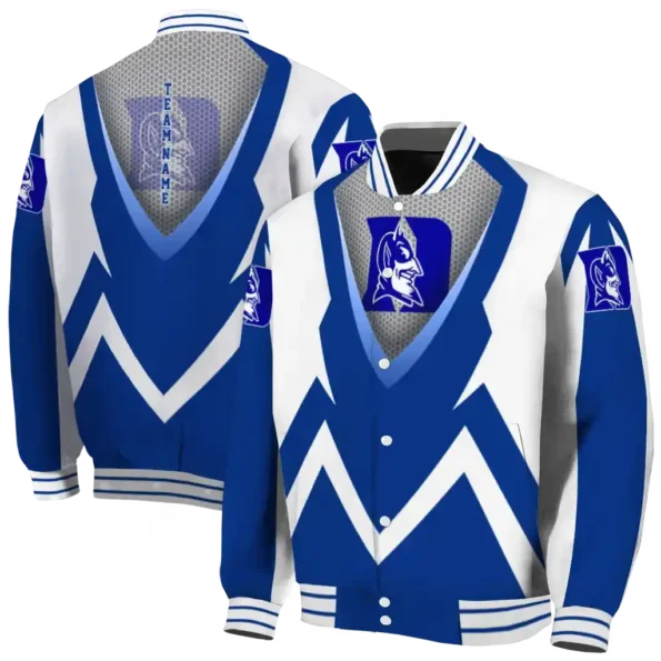 custom duke blue devils v stripes blue white varsity jacket fashion forward.webp