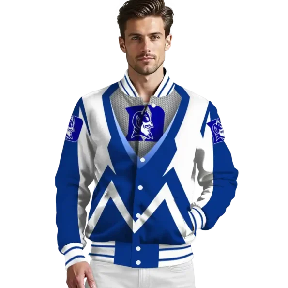 custom duke blue devils v stripes blue white varsity jacket high quality.webp