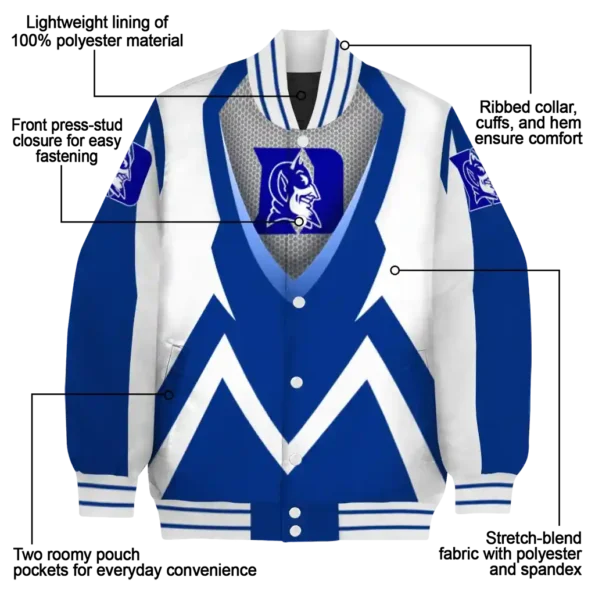custom duke blue devils v stripes blue white varsity jacket new arrival.webp