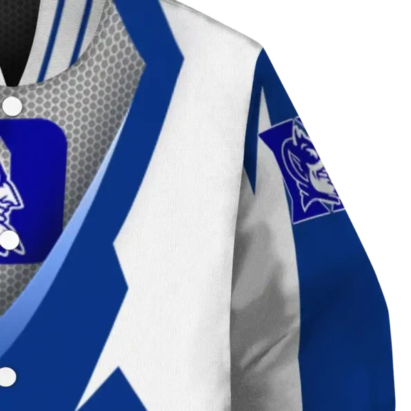 custom duke blue devils v stripes blue white varsity jacket premium grade.webp