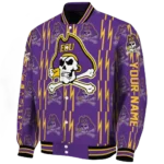 custom east carolina pirates bolt stripe purple varsity jacket best selling.webp