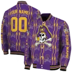 custom east carolina pirates bolt stripe purple varsity jacket best selling.webp
