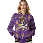custom east carolina pirates bolt stripe purple varsity jacket best selling.webp
