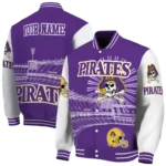 custom east carolina pirates ferris arena purple white varsity jacket best selling.webp