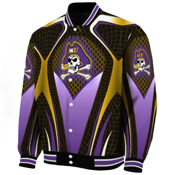 custom east carolina pirates mesh chest gold black varsity jacket best selling.webp