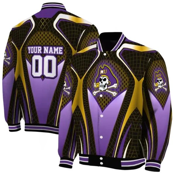 custom east carolina pirates mesh chest gold black varsity jacket fashion forward.webp