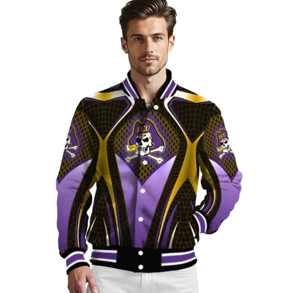 custom east carolina pirates mesh chest gold black varsity jacket high quality.webp