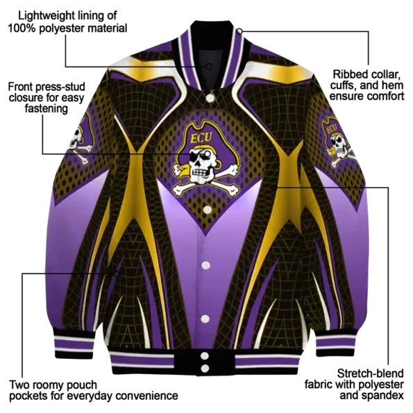 custom east carolina pirates mesh chest gold black varsity jacket new arrival.webp